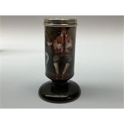 Group of silver mounted glass scent bottles and crested ware, together with a Brierglass lead crystal box with a glass and silver, lid, etc all silver with various hallmarks. 