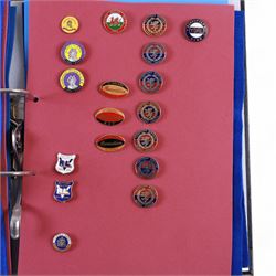 Rugby league enamel badge collection, from clubs including Leeds Rhinos, Lancashire Lynx, Leigh Centurions, London Broncos, Trafford Borough,Toulouse,  Belle Vue Rangers, Carlisle, Nottingham City Outlaws, housed in two folders, (approximately 280)