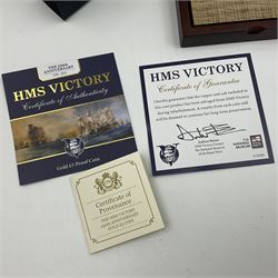 Queen Elizabeth II Bailiwick of Guernsey 2015 'The 250th Anniversary 1765-2015 HMS Victory' gold proof five pound coin, cased with certificate