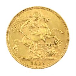 King George V 1911 gold full sovereign coin