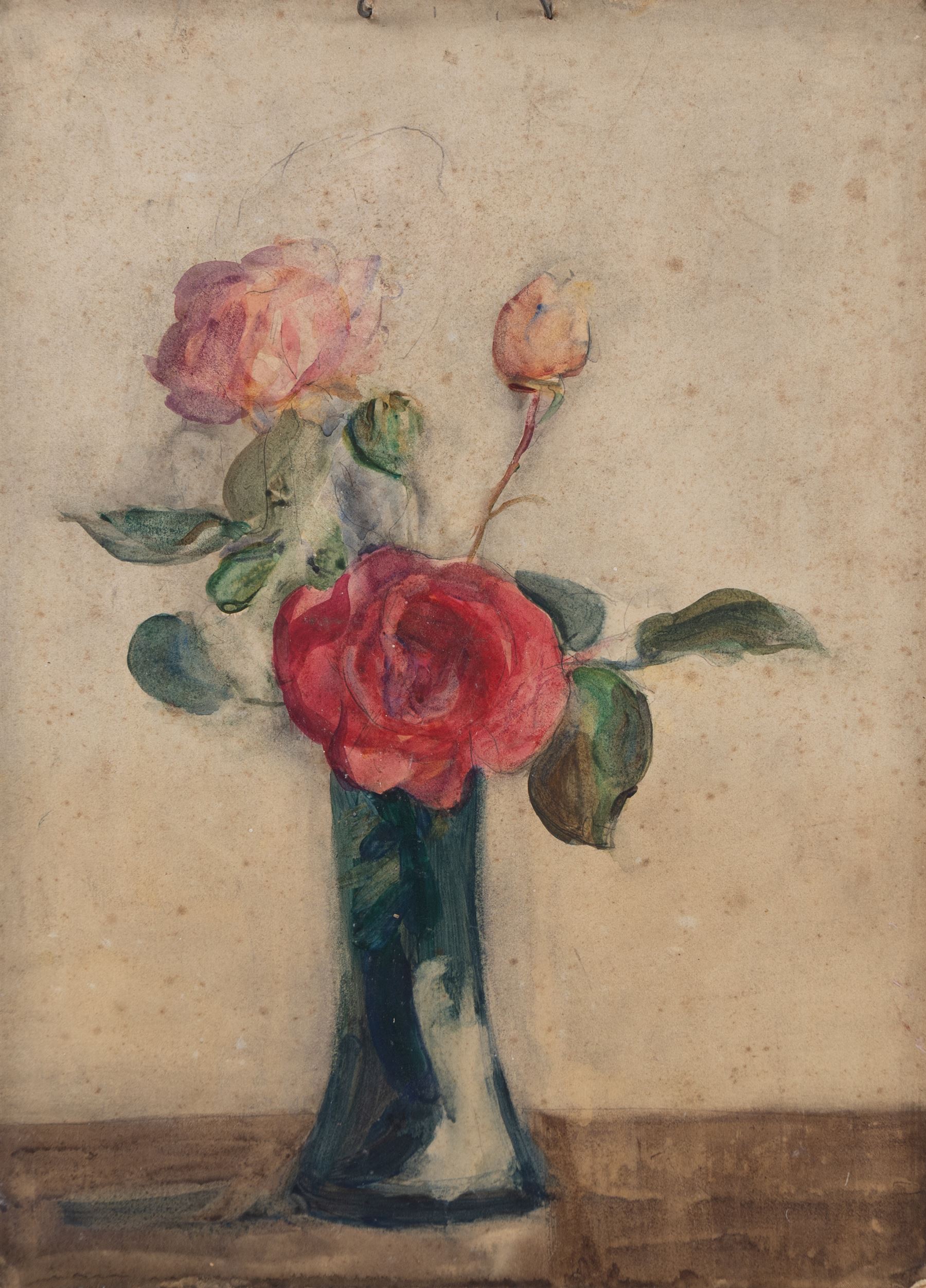Florence Adelina Hess (Staithes Group 1891-1974): Still Life of Roses, pencil and watercolour unsigned 37cm x 27cm (unframed) 
Provenance: from the collection of Doris Bilbrough (née Sykes), cook to the Hess household in the 1930s, thence by descent through the family.