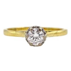 18ct gold single stone round brilliant cut diamond ring, diamond approx 0.25 carat