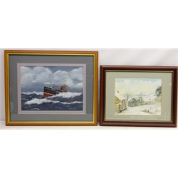  'Running for Port', oil on board signed by Bill Wedgwood, titled verso 26cm x 37cm and Rural East Coast Scene, watercolour signed and dated '94 by the same hand 22cm x 28cm (2)  