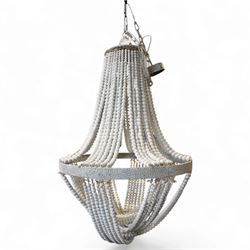 ML DS - Barker & Stonehouse - Large maple beaded chandelier, with rustic iron top and band...