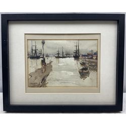 Frank Henry Mason (Staithes Group 1875-1965): Shipping in an Estuary, watercolour signed 15cm x 22cm
