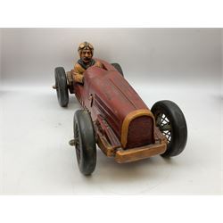 Four Franklin Mint Precision Models, one with hardwood body; large reproduction model of a vintage racing car L52cm; and four other modern metal/wooden models of vintage cars; all unboxed (9)