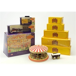 Atlas Editions - five die-cast models in The Greatest Show on Earth series; Days Gone limited edition Burrell Showman's Steam Wagon and Cardboard Carousel; and two other Days Gone limited edition Showman's Collection vehicles, all boxed (8)