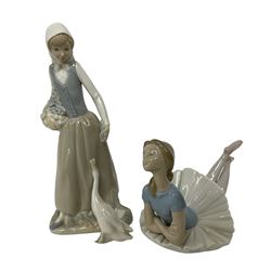 Lladro figure Heather, in the form of a ballerina, model no 1359, together with a Nao figure (2)