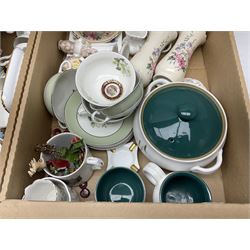 Quantity of ceramics to include Denby, Royal Stafford teawares, Paragon, Minton etc in four boxes