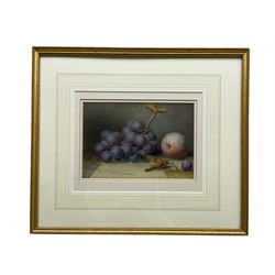 William Hough (British 1819-1897): Still Life Fruit on a Table, watercolour signed 14cm x 21cm