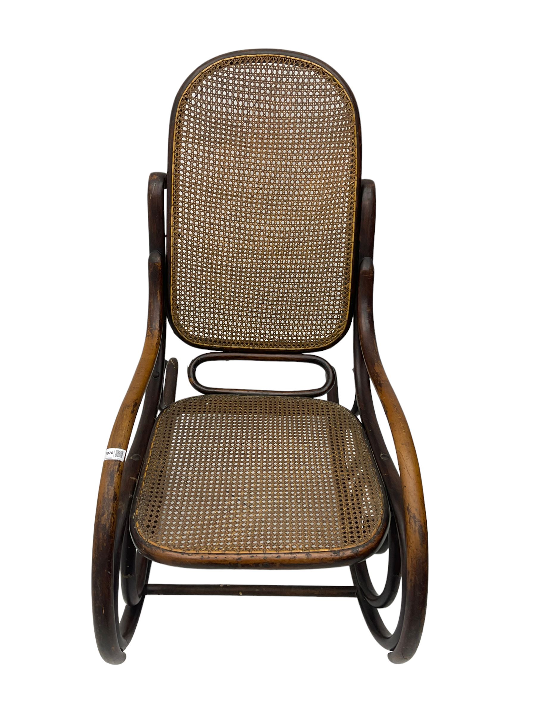 Early 20th century Michael Thonet design bentwood rocking chair, with cane seat and back