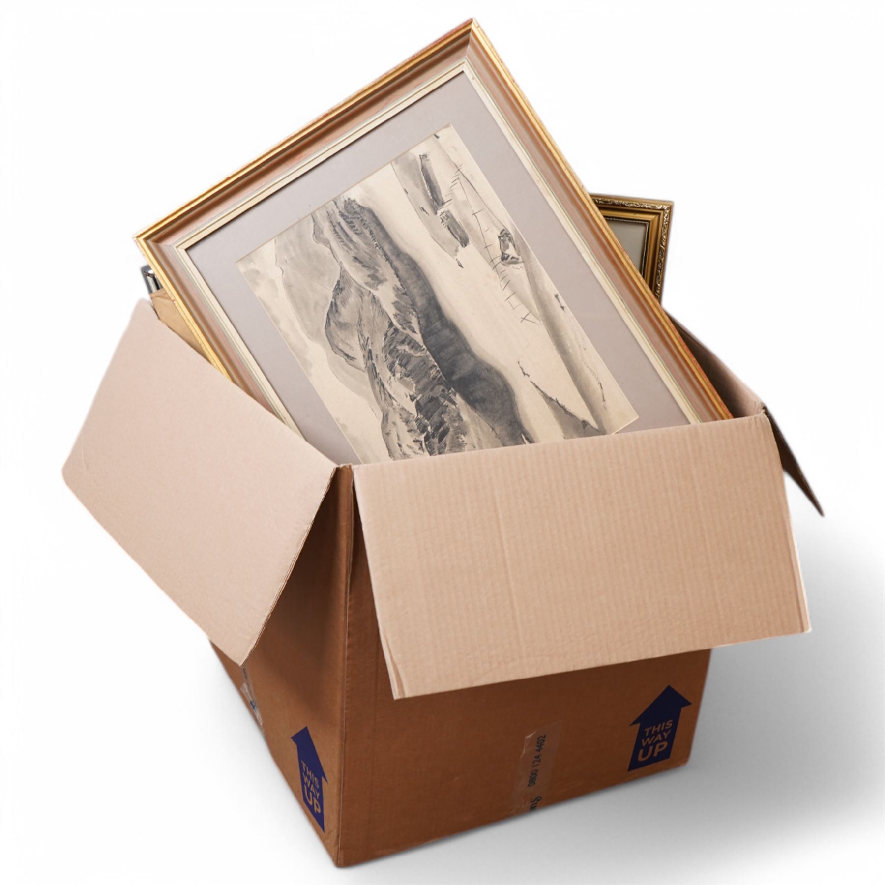 J M Ducker oil painting and quality still life watercolour together with various original watercolours and oils (in one box)