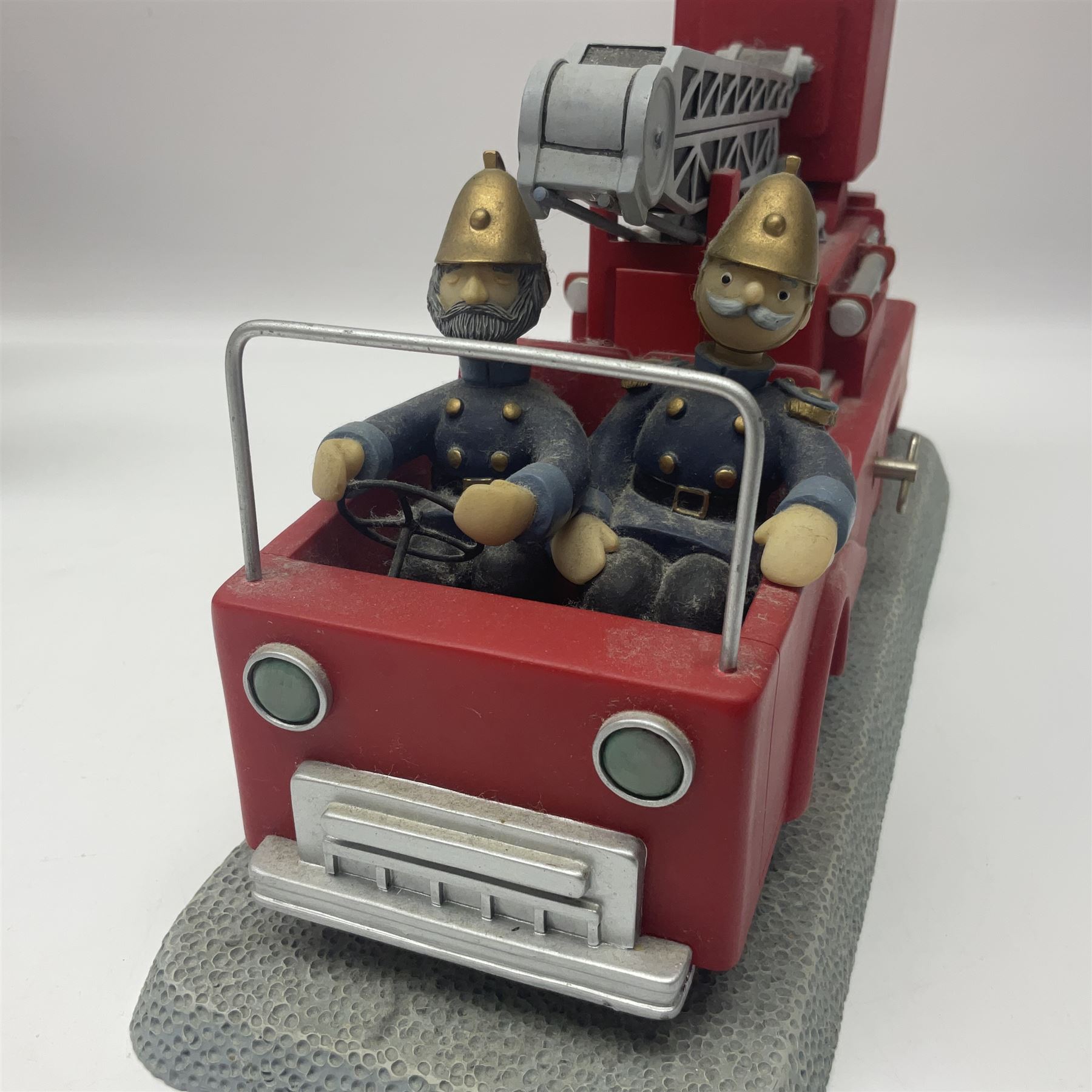 Eleven Robert Harrop figures from various collections, comprising limited edition The Trumpton Fire Engine Musical Box CGMB8 no. 359/1000, The Dragon from the Red Knight BN09, Bulldog Fireman DP165, Pointer Fire Chief DP184, Dalmatian New York Fire Fighter DP234, Dalmatian Fire Fighter DP191; Desperate Dan ‘Fireman Dan’ BDS11, Cuthbert CG13, Pugh (Clarinet) CG70, The Soup Dragon CL05 and Baby Dragon CL06