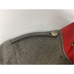 19th century York Volunteer Rifles stable jacket in grey with red trim and metal thread edging