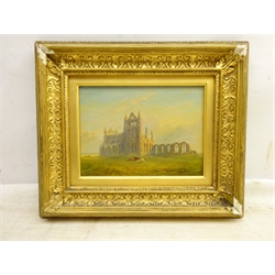  Weatherill Family (19th century): Whitby Abbey, oil on board unsigned 15cm x 20cm  