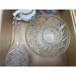 Portmeirion Botanic Garden jug, Poole Pottery planter, Denby coffee pot, Wedgwood Jasperware trinket box, Le Creuset oven dish and a collection of other ceramics, etc, in four boxes 