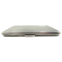  Silver cigarette case, engine turned decoration by Gieves Ltd, Birmingham, 1947, approx 5.8oz  