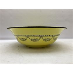 Grimwades Byzanta ware bowl in the Watteau pattern, D41.5cm, together with Sylvac vase, Bell's Whisky decanter, Denby stoneware teapot etc