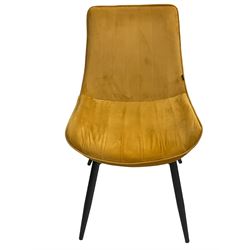 Cherry Tree Furniture - pair of contemporary dining chairs upholstered in mustard velvet fabric 