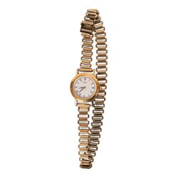 9ct gold cased ladies wristwatch on a 9ct gold bracelet strap, together with a gold plated Seiko wristwatch on a 9ct gold bracelet strap