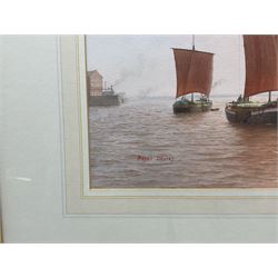 Roger Davies (British 1945-): Humber Keel Boats, watercolour signed 27cm x 53cm 