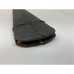 Indian thrusting dagger Katar the 25cm blade with swollen point and central rib, in leather covered wooden sheath L45cm overall