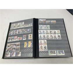 Stamps including Queen Victoria Queensland, modern Australia, King Edward VII Ceylon and Mauritius, South Africa, Gambia, Falkland Islands, Gold Coast, Ireland etc, housed in seven albums/folders and on loose album pages, in one box