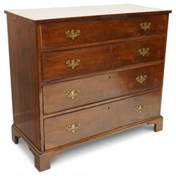 19th century mahogany straight-front chest, rectangular top with cross-banded edge, fitted...