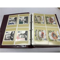 Various Royal Mail PHQ cards, first day covers, World stamps including Poland, Uruguay, Pakistan etc, housed in sixteen albums / folders, in one box