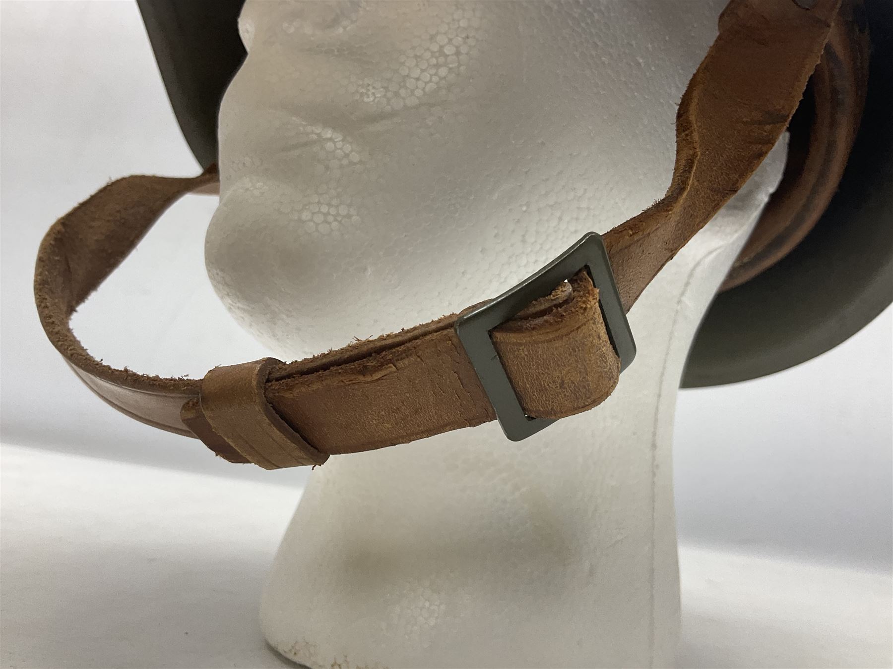 Two 1960s East Block Soviet style helmets - Czechoslovakian and Russian; both with liners (2)