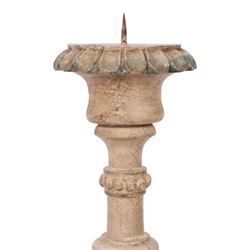 Indian Kerala carved wooden pricket candlestick, H71cm 