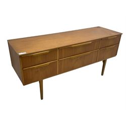 Mid-20th century teak sideboard, fitted with six drawers