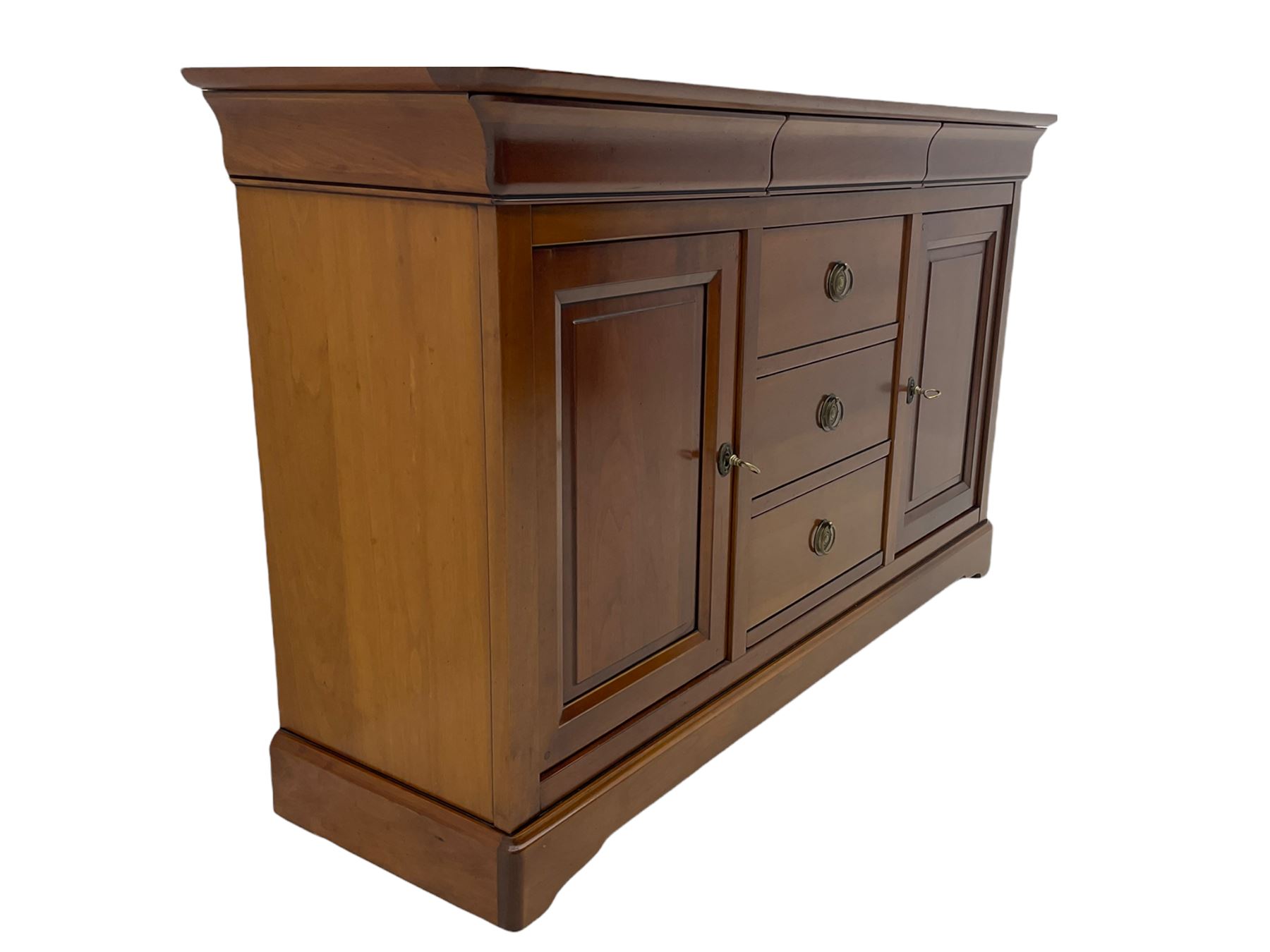 Grange Furniture cherry wood sideboard, fitted with three drawers and two cupboards