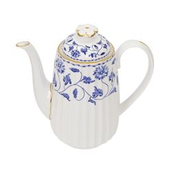 Spode Blue Colonel pattern part dinner service, comprising seven dinner plates, two bowls, eight side plates, four saucers, one cup and a coffee pot, all with printed mark beneath