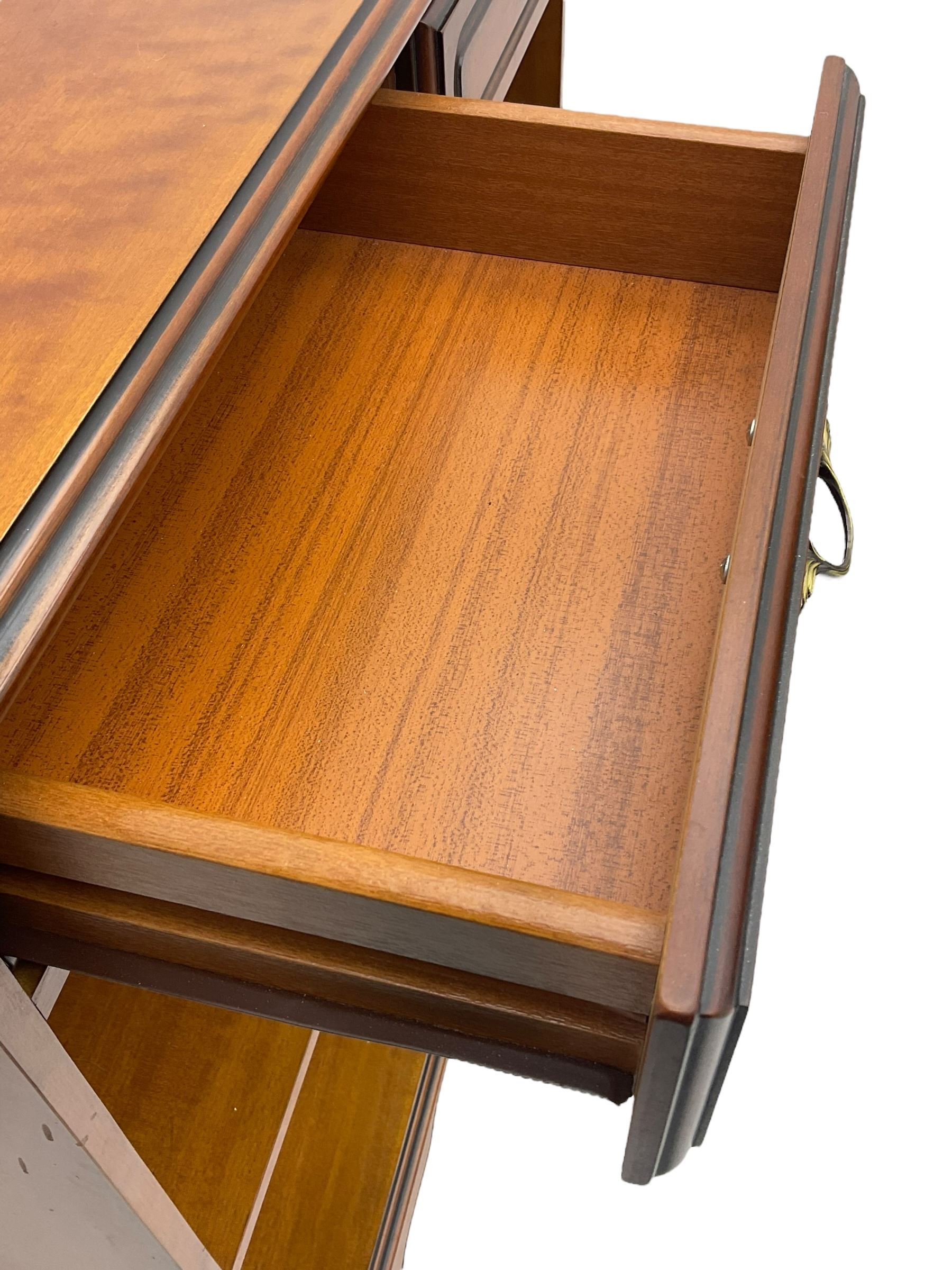 Cherry wood open bookcase, fitted with two drawers and single shelf 