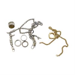 Collection of wristwatches including Seiko Kinetic, Citizen Eco-Drive, Rotary, DKNY, Emporio Armani, Sekonda, Lorus and Klaus-Kobec, silver dragon ring, other silver rings and two silver necklaces and a collection of costume jewellery