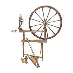 Early 20th century stained beech spinning wheel