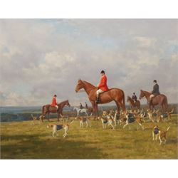 Walter Goodin (British 1907-1992): The Middleton Hunt Meet with Hounds, oil on board signed 59cm x 74cm
