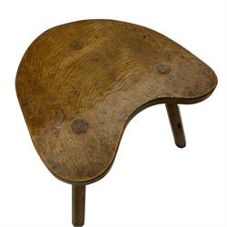 'Mouseman' circa. 1930s/40s adzed oak kidney shaped table, on octagonal tapered supports, carved with mouse signature, by Robert Thompson of Kilburn