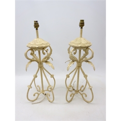  Pair French Empire style cast metal table lamps with brushed metal finish and matt tapered stem, H45cm and pair antique style French table lamps (4) (This item is PAT tested - 5 day warranty from date of sale)  