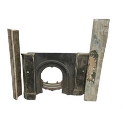 Late 19th century painted stone and marble fire surround, with cast iron inset