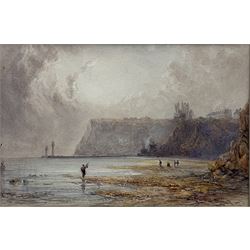 George Weatherill (British 1810-1890): Whitby Piers with Figures on Upgang Beach, watercolour unsigned 9cm x 14cm
Provenance: part of an important single owner Weatherill Family collection