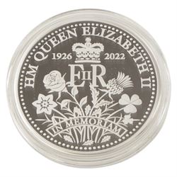 King Charles III Tristan da Cunha 2023 'Queen Elizabeth II Memorial' five ounce fine silver proof twenty-five pound coin, issued by the Jubilee Mint, cased with certificate