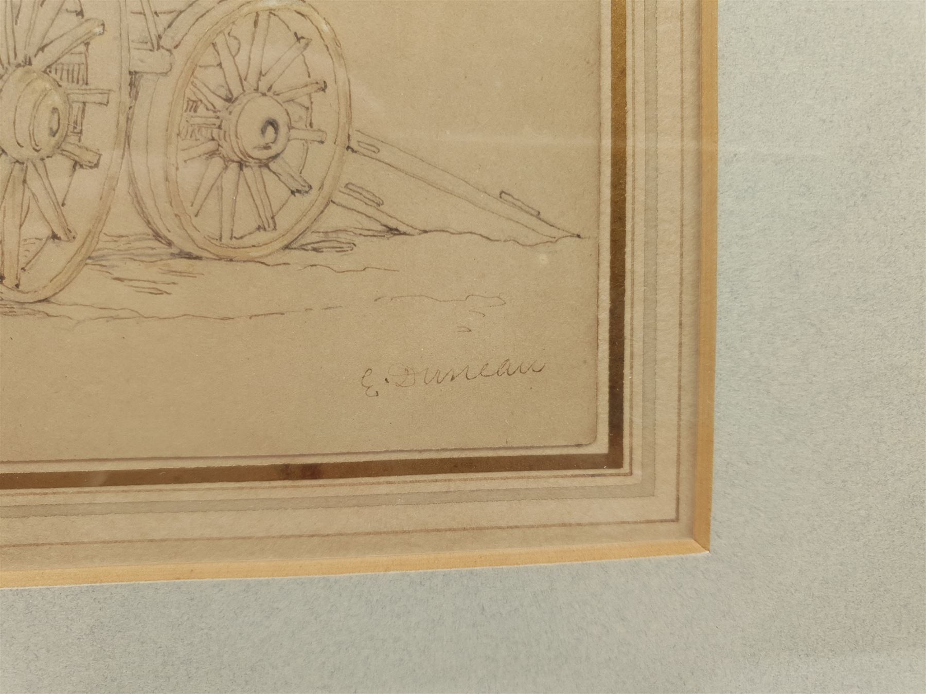 Edward Duncan RWS (British 1803-1882): The Farm Wagon, pen and watercolour signed 11cm x 17cm