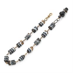 19th / early 20th century banded agate whistle, on an again chain