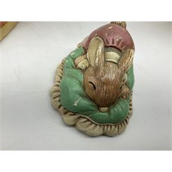 Extensive collection of Pendelfin rabbits and stands, to include Betsy Barge, Fruit Shop, Uncle Soames, Event Piece etc, many with original boxes 