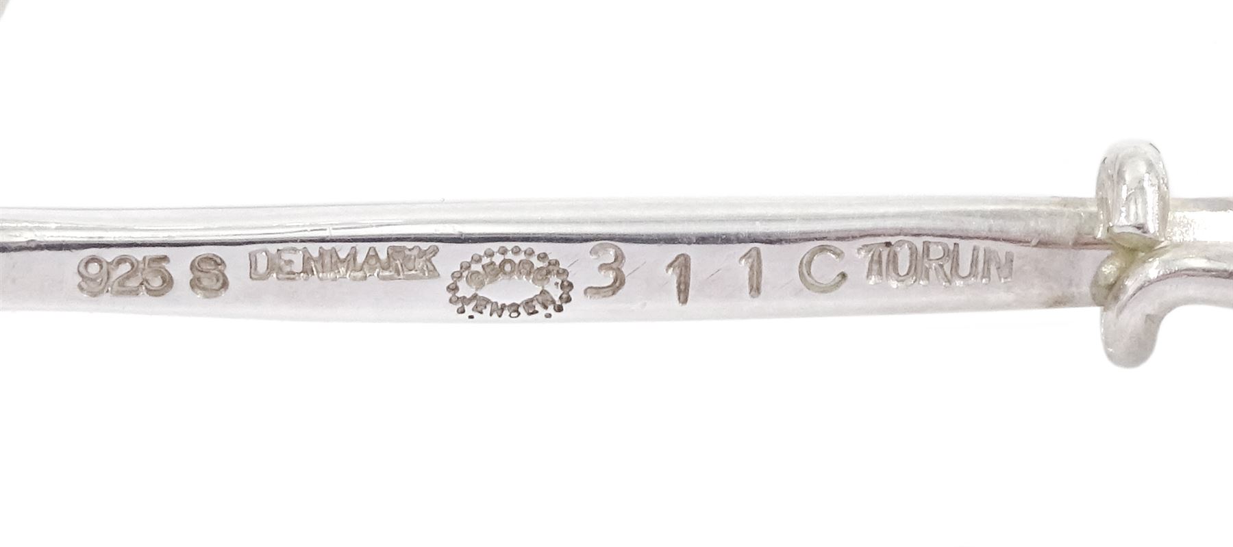 Georg Jensen silver 'Dew Drop' rock crystal pendant necklace designed by Vivianna Torun Bülow-Hübe, pendant No. 311C, on silver collar, No. 410, boxed