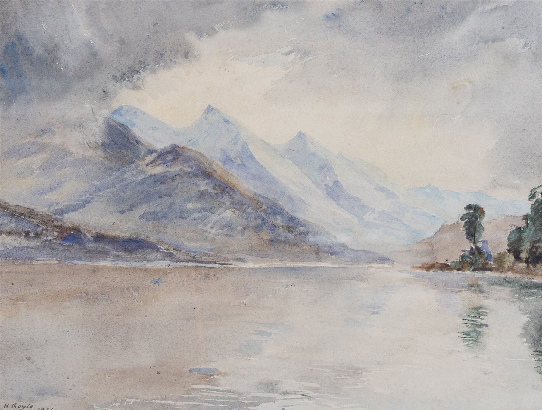 Herbert F Royle (British 1870-1958): Scottish Loch, watercolour signed and dated 1926, 32cm x 42cm 