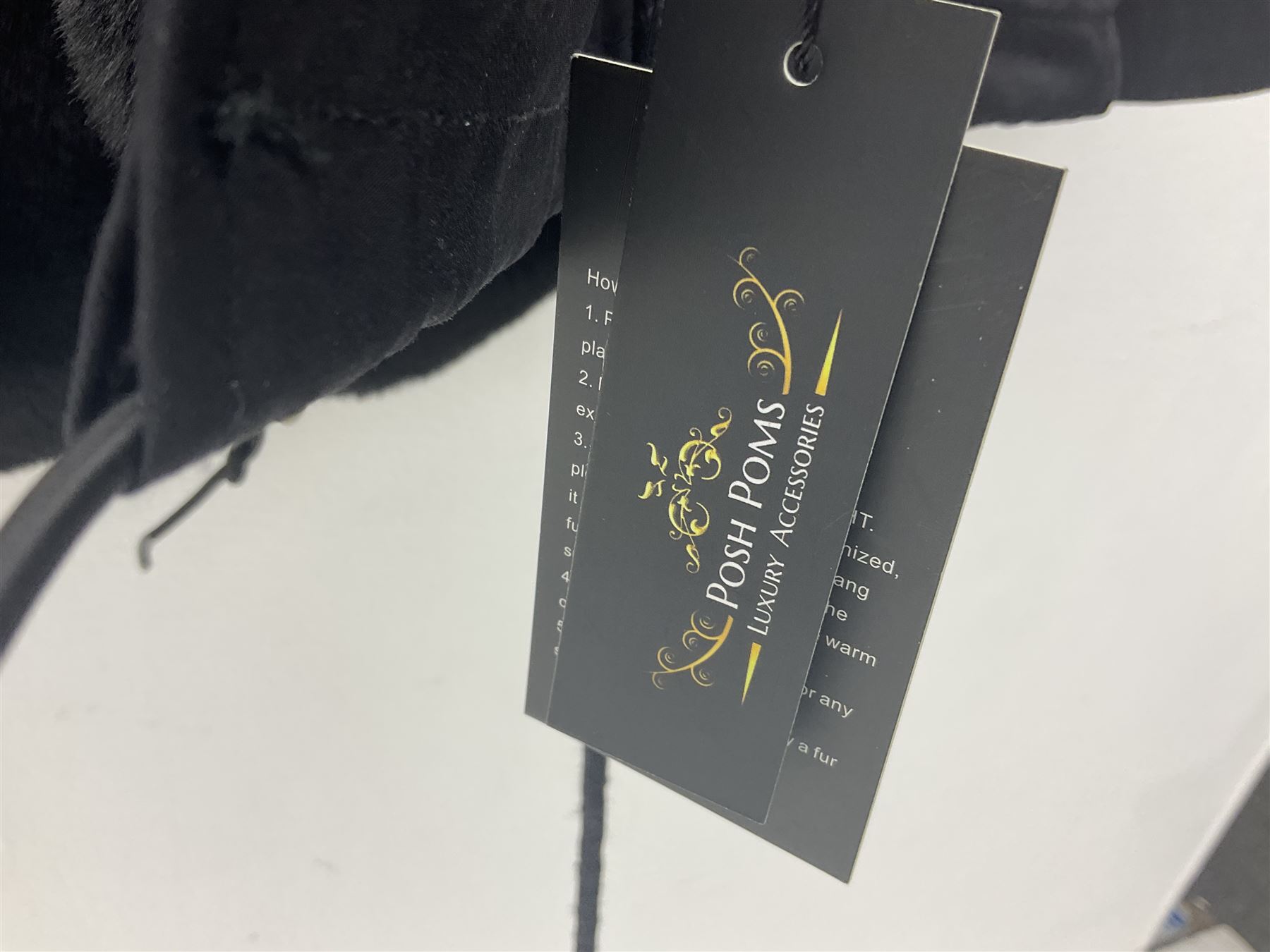 Posh Poms black raccoon fur collar parka coat lined with fur, new, unused 