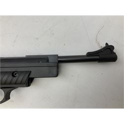 Webley Typhoon .22 air pistol, break barrel action with adjustable sight and sound moderator, serial no.1211 22509, in original box with instructions